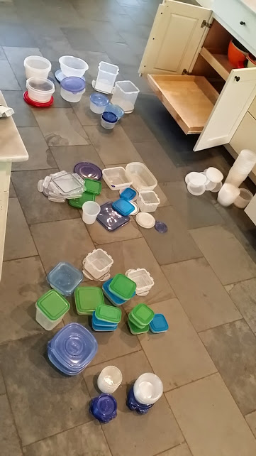 How to Organize Tupperware and Containers - floor space mid-session