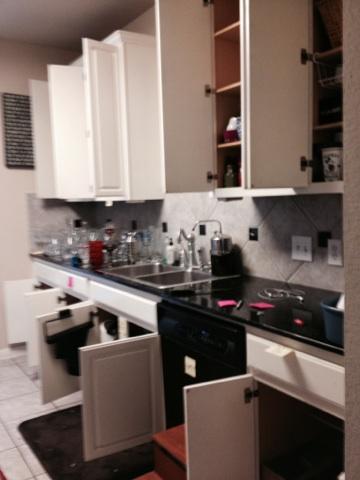 Organizing an Austin Kitchen - Cluttered Counters With Mis-matched Cabinet Items