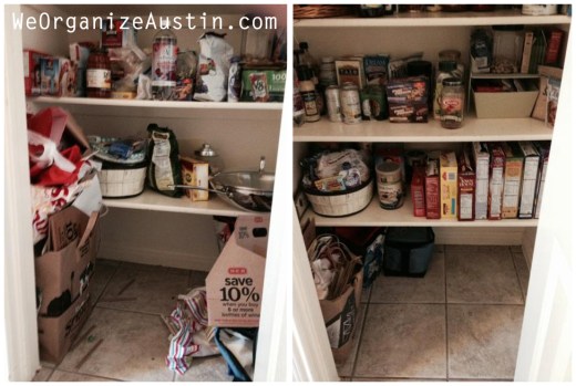 Organizing an Austin Kitchen - Organized Pantry Floor Before and After