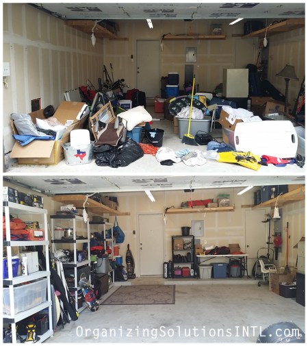 Un-Packing a Catch-All Garage - organized garage before and after left side