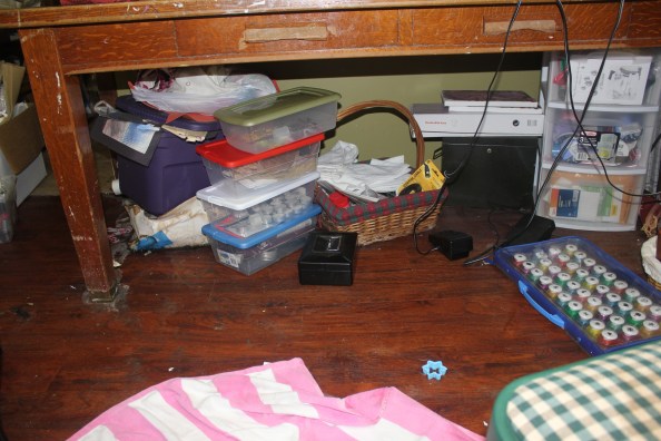 A Craft Room Rediscovered Part 3 - messy under the table