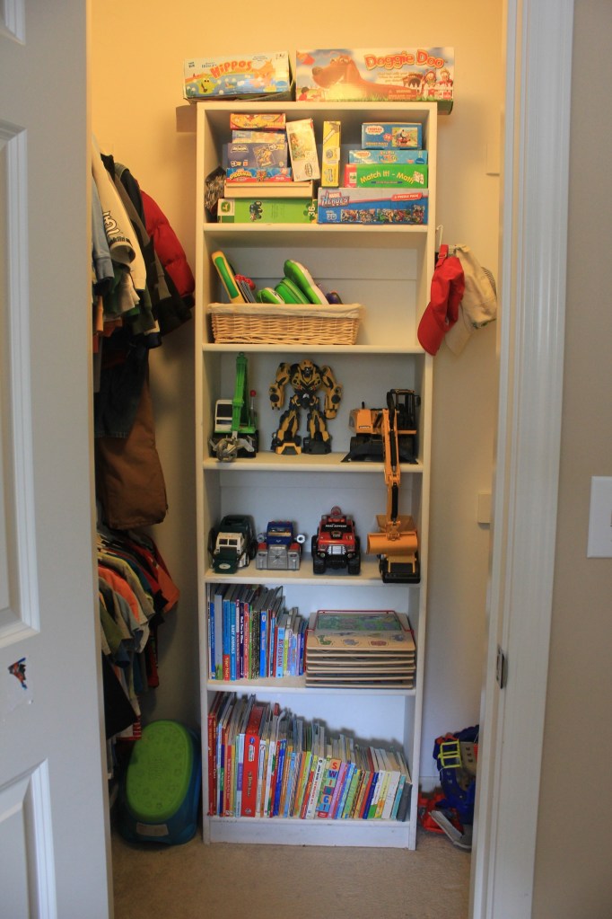 Little boys and their toys - organized closet 1