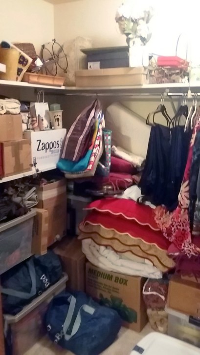 Organizing a Decor Closet - Messy Closet Corner