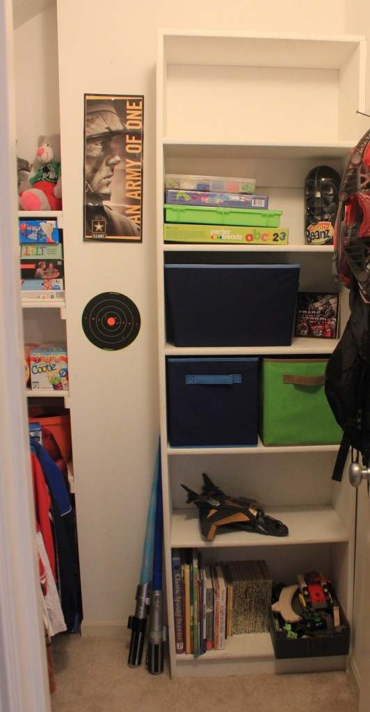 Little Boys and Their Toys - organized closet 2
