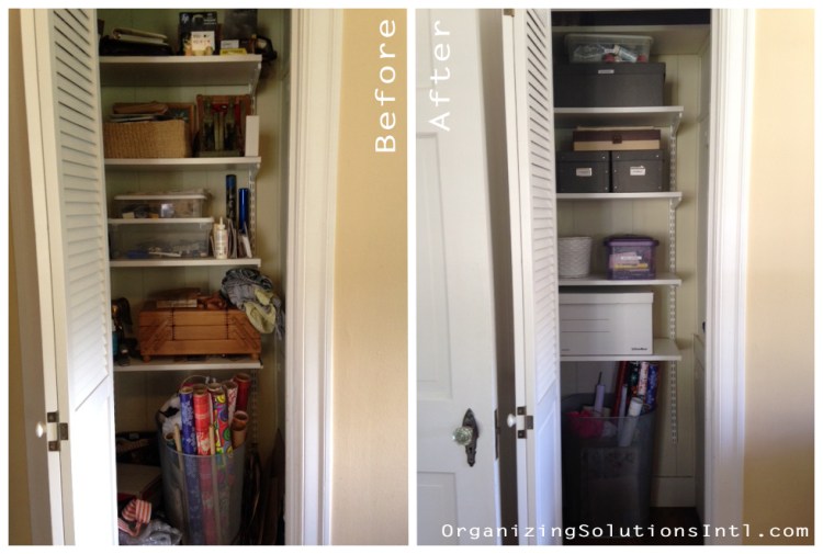 That Awkward Closet - Organized Home Office Closet Before and After