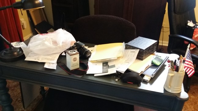 Catch-all Home Office - Cluttered Writing Desk