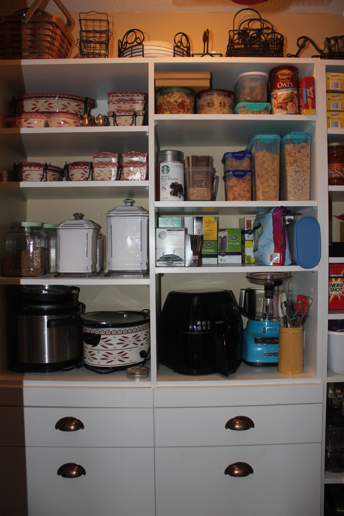 Solving The Walk-In Pantry Puzzle- organized pantry shelves
