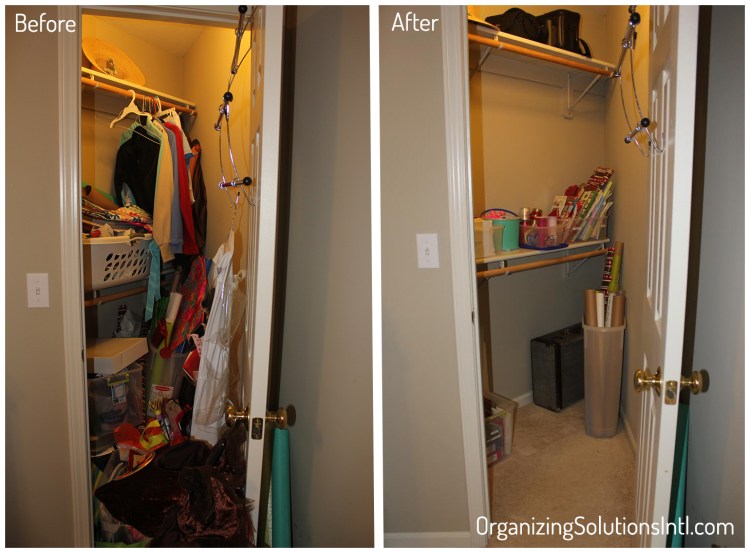 Congested Closet Turned Creative Corner - Before and After Storage Closet