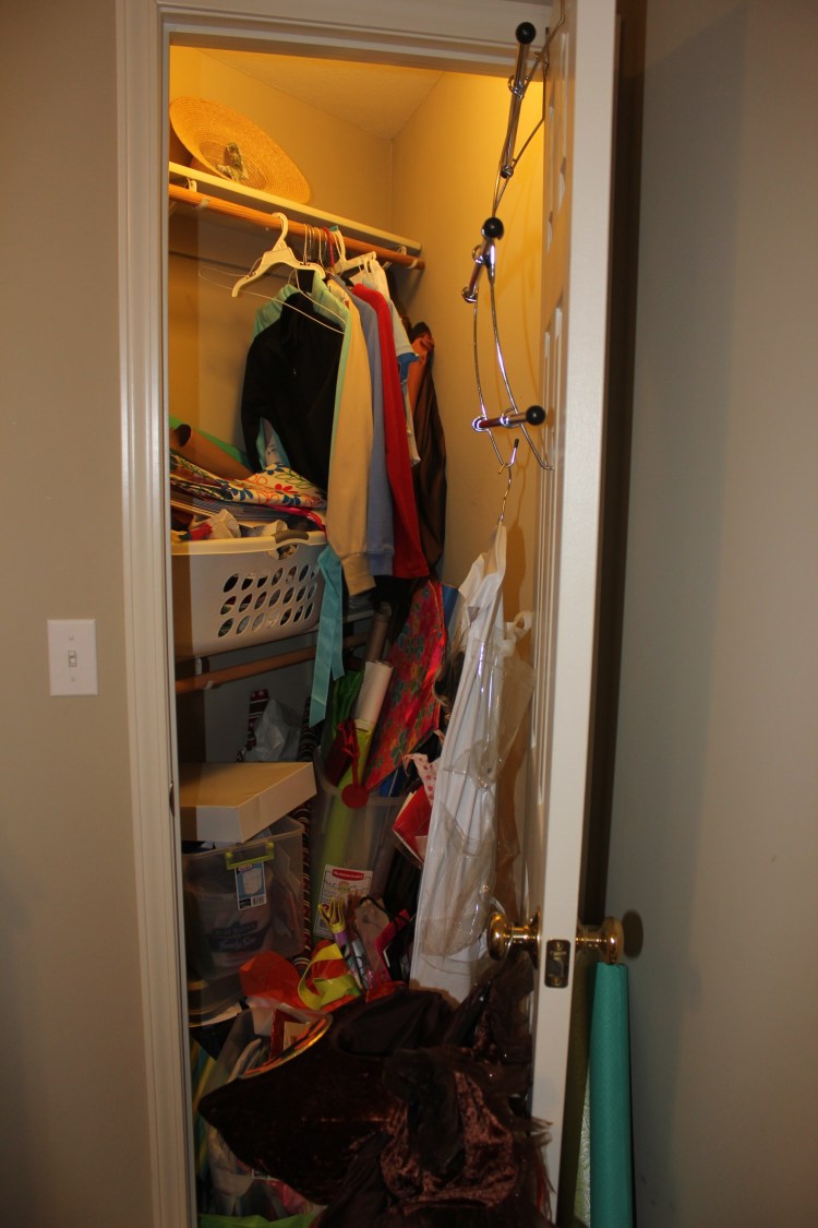 Congested Closet Turned Creative Corner- messy closet