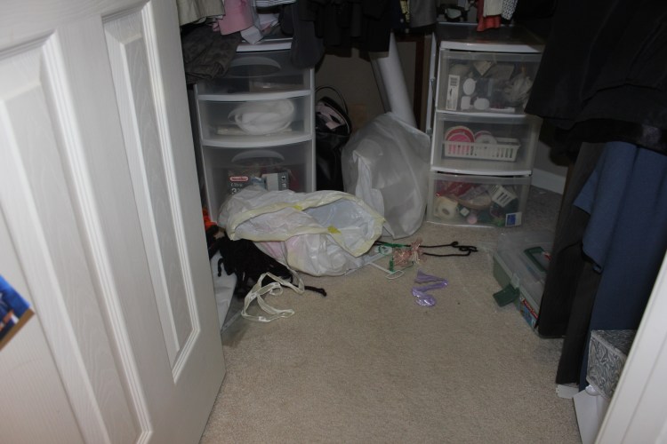 Congested Closet Turned Creative Corner - messy craft closet