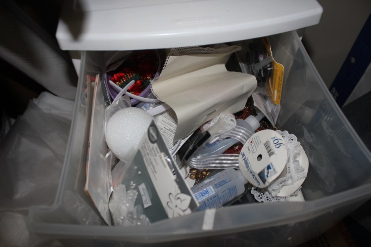 Congested Closet Turned Creative Corner - messy top craft drawer