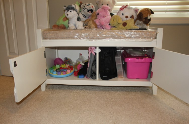 Congested Closet Turned Creative Corner - organized storage bench