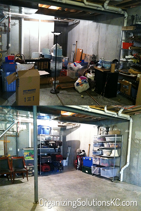 Organized Basement Storage - Before and After