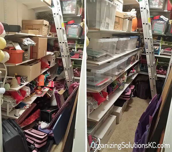 Organizing a Storage Closet - Before and After Organized Storage Closet