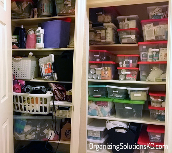 Organizing and Containing Bathroom Items - Organized and Contained Bathroom Items Before and After