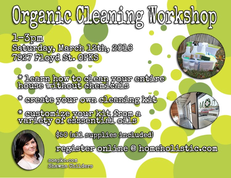 organic cleaning workshop flyer march
